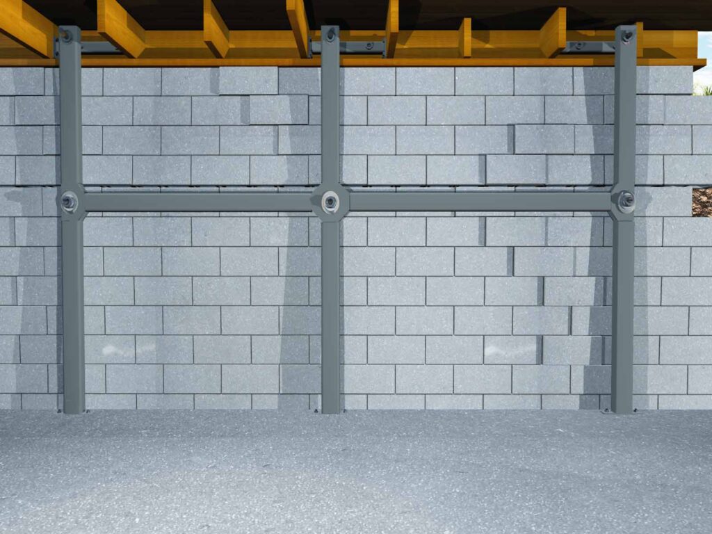 Waler Beam System for Bowed Basement Wall Repair