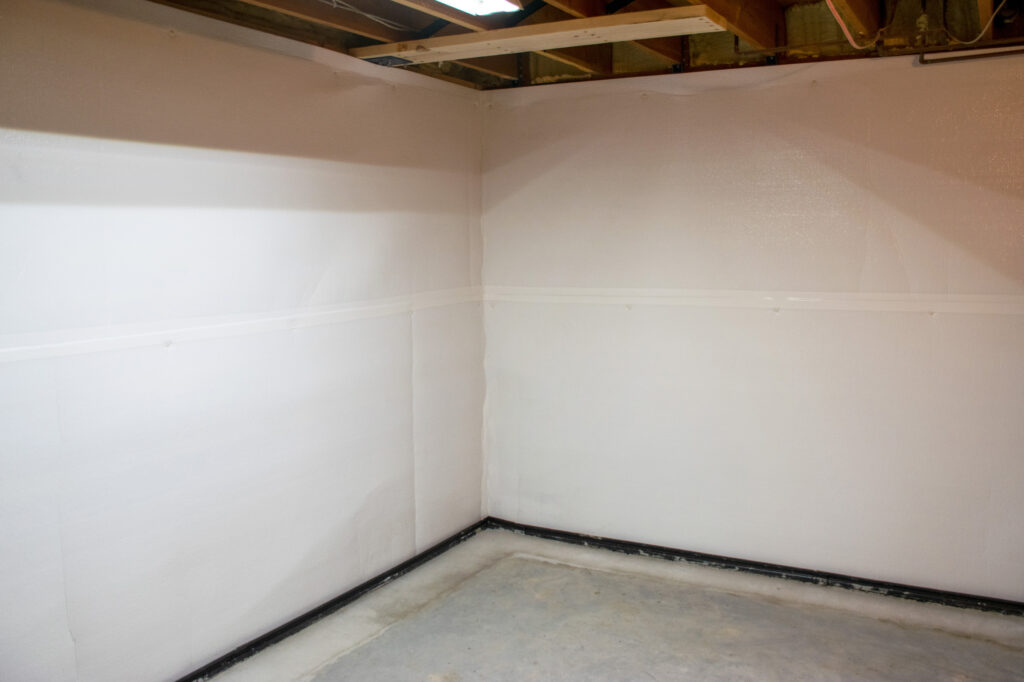 Waterproofed Basement Walls Using Wall Membranes