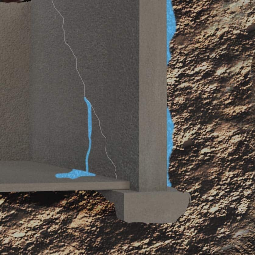 water seeping into walls diagram